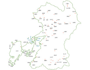 熊本県　地図　白　斑点　イラスト
