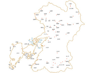 Obraz premium 熊本県 地図 白 斑点 イラスト