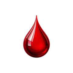 Glowing Red Liquid Drop With Transparent Background and Reflective Effects