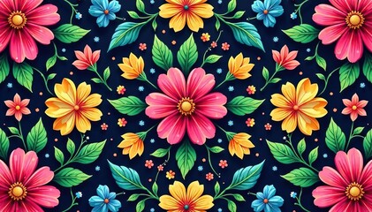 Intricate floral design, repeating seamlessly , wallpaper, repeating pattern