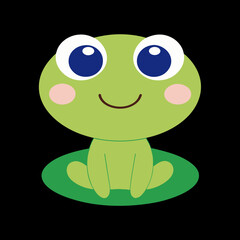 Cute Cartoon Frog with Big Eyes – Kawaii Vector Illustration