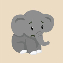 cute elephant sitting quietly sad