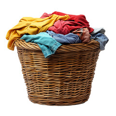 pile of dirty clothes folded on transparent background  