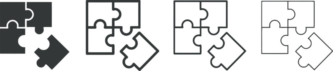 Minimalist Puzzle Pieces Forming Arrows: Black and White Illustration for Problem Solving, Strategy, and Direction Concepts