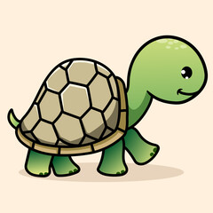 Cute Turtle Cartoon Illustration. Animal Nature Icon Concept Isolated Flat Cartoon Style for coloring page or education kids