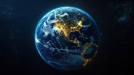 Earth at Night  North America City Lights  Planet View