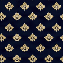 Fototapeta premium Elegant Floral Pattern Design on Deep Navy Background for Textiles