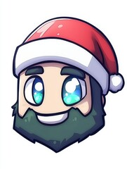Smiling Pixel Art Man in Santa Hat