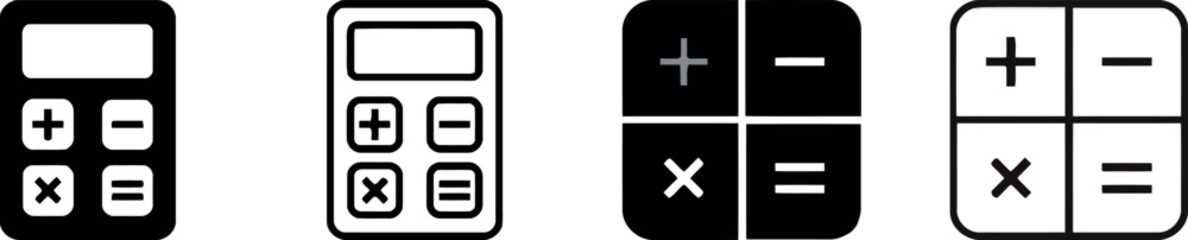 Minimalist Calculator and Math Symbols: Black and White Design for Finance, Accounting, and Problem-Solving Concepts