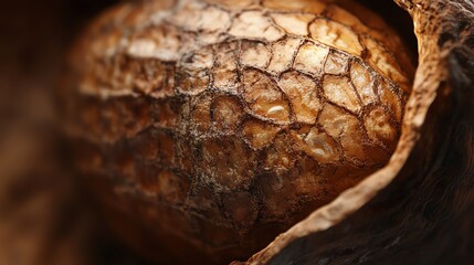 Close-up of a Peanut in Shell with Detailed Textured Surface