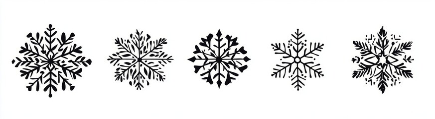 Naklejka premium Simple Snowflake Design Set