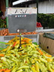 green chili for sale at a street market