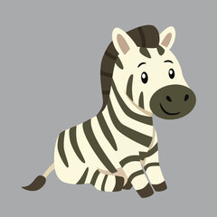 cute zebra with stripes sitting