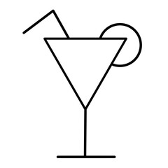  illustration of a cocktail glass in modern outline style. Ideal for use in bar menus, party invitations, nightlife promotions, mixology-themed content, mobile apps, infographics, restaurant branding,
