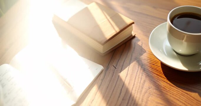 a cup of coffee and a book