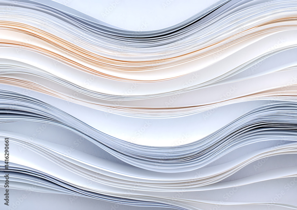 Aufkleber abstract paper waves creative studio digital art soft tones close-up view flowing forms for artistic