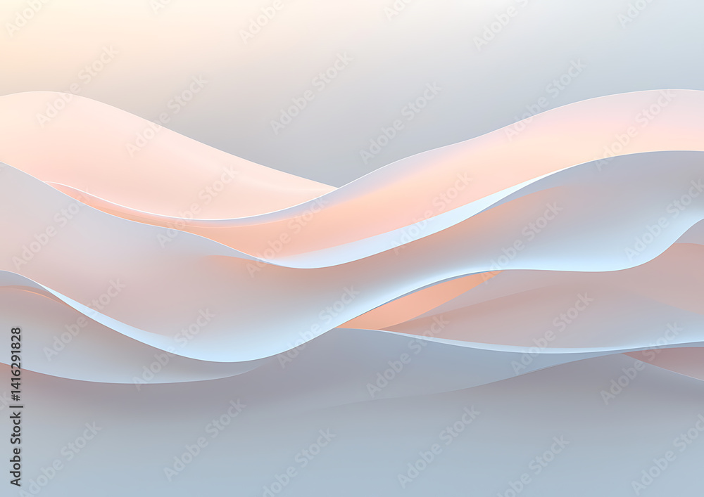 Aufkleber abstract paper waves creative studio digital art soft tones close-up view flowing forms for artistic