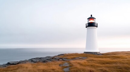 Tranquil lighthouse on a coastal landscape