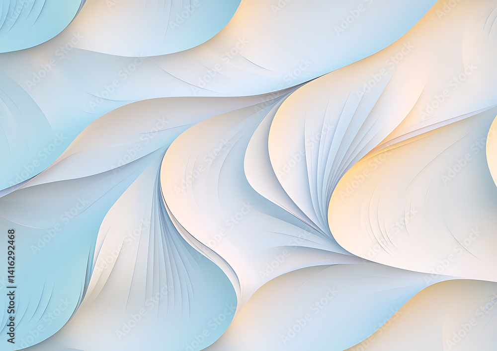 Poster abstract paper waves creative studio digital art soft tones close-up view flowing forms for artistic