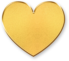 Gold Heart Reaction Icon – 3D Glossy Golden Heart Symbol with Metallic Shine and Shadowed Style for Social Love Responses, Positive Feedback, Favorites, and Emotional Engagement Tools