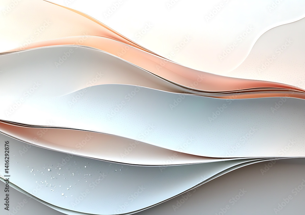 Aufkleber abstract paper waves creative studio digital art soft tones close-up view flowing forms for artistic