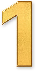 Gold Number One 1 Icon – 3D Glossy Golden Digit 1 Symbol with Metallic Shine and Shadowed Style for Rankings, First Place Awards, Priority Listings, and Top Performance Indicators