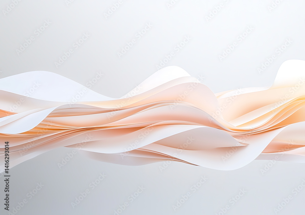 Aufkleber abstract paper waves creative studio digital art soft tones close-up view flowing forms for artistic