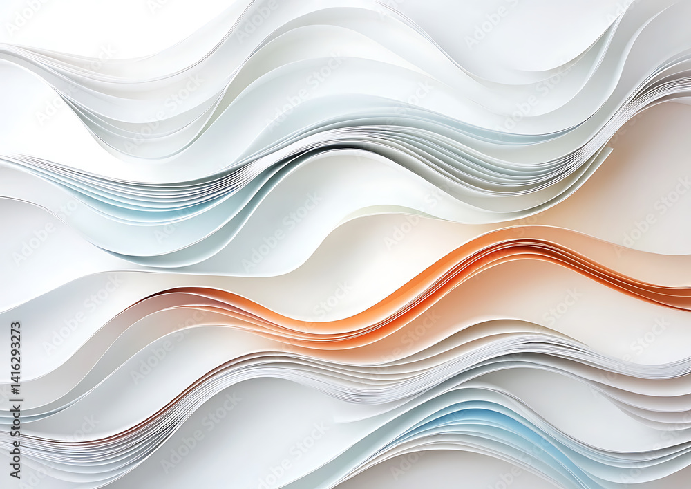Poster abstract paper waves creative studio digital art soft tones close-up view flowing forms for artistic