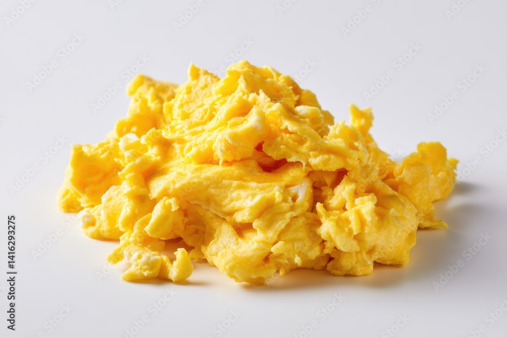 Aufkleber delicious fluffy scrambled eggs presented on a plain white surface creating a warm inviting atmosphe