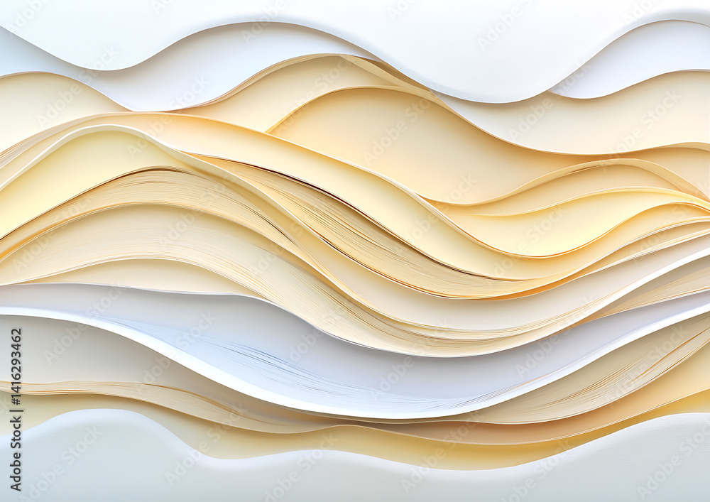 Poster abstract paper waves creative studio digital art soft tones close-up view flowing forms for artistic