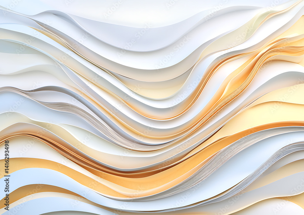 Poster abstract paper waves creative studio digital art soft tones close-up view flowing forms for artistic