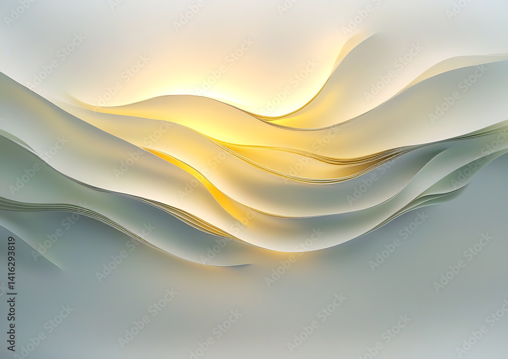 Poster abstract paper waves creative studio digital art soft tones close-up view flowing forms for artistic