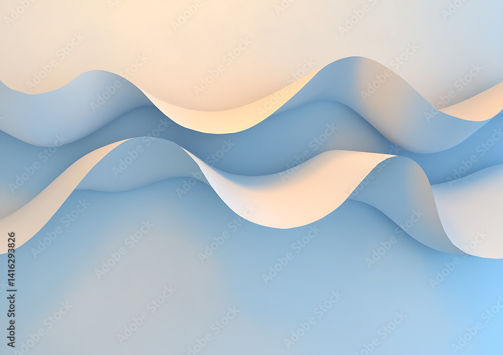 Poster abstract paper waves creative studio digital art soft tones close-up view flowing forms for artistic