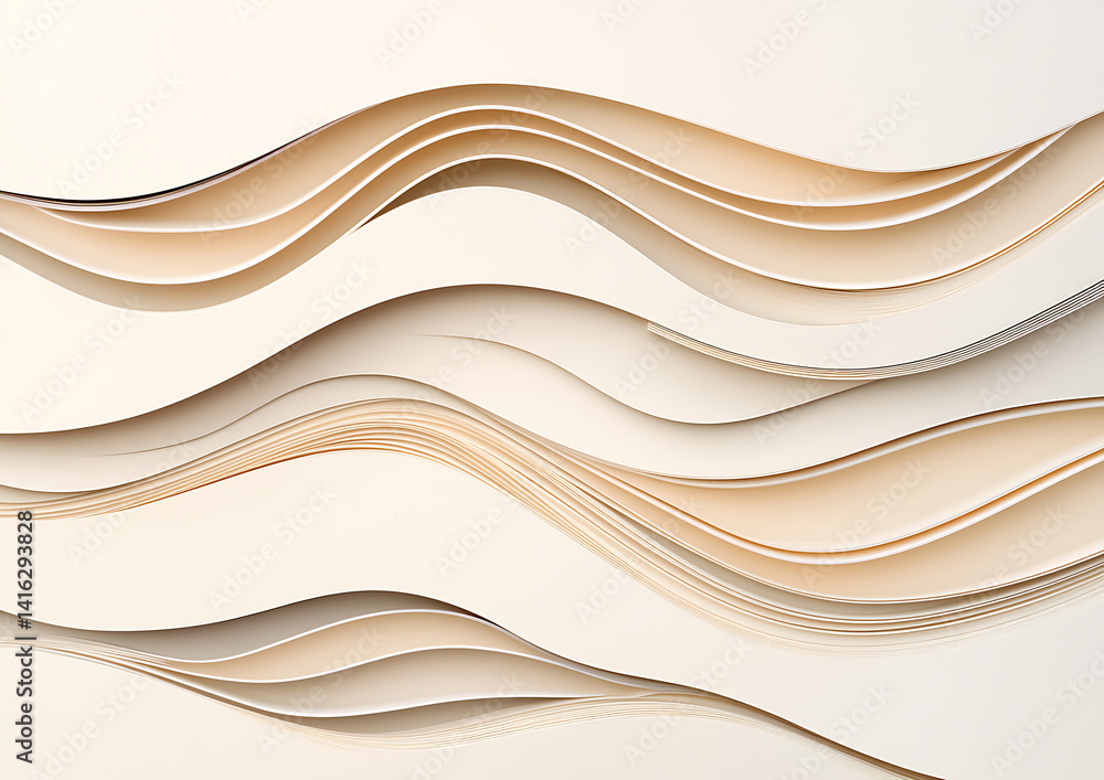 Poster abstract paper waves creative studio digital art soft tones close-up view flowing forms for artistic