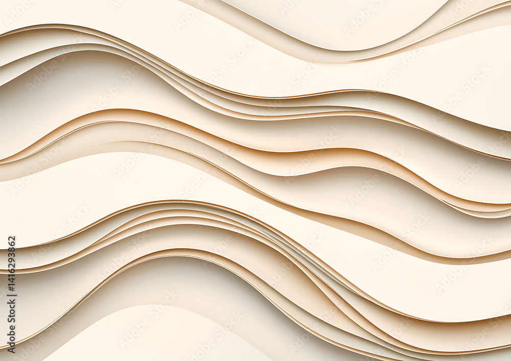 Poster abstract paper waves creative studio digital art soft tones close-up view flowing forms for artistic