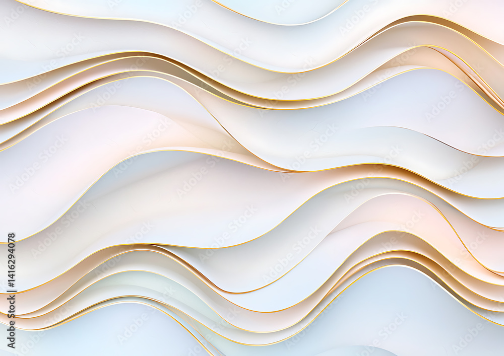 Poster abstract paper waves creative studio digital art soft tones close-up view flowing forms for artistic