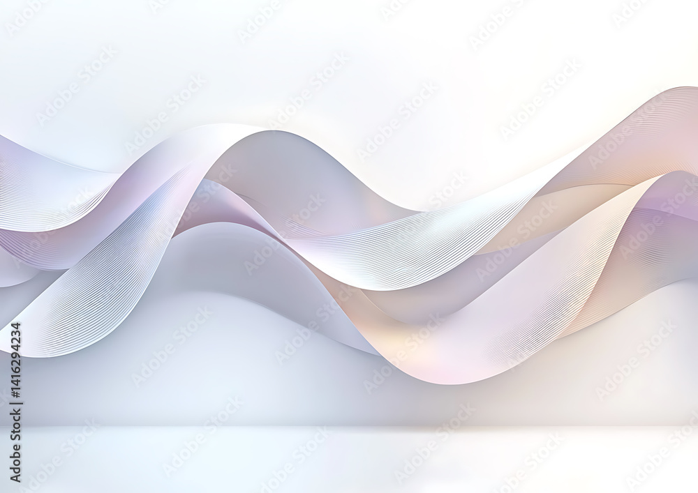 Poster abstract paper waves creative studio digital art soft tones close-up view flowing forms for artistic