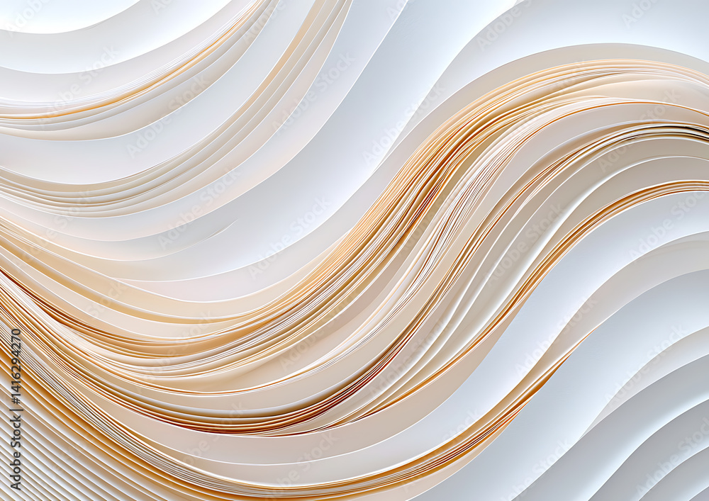 Poster abstract paper waves creative studio digital art soft tones close-up view flowing forms for artistic