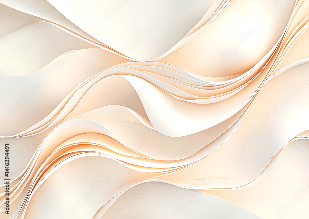 Poster abstract paper waves creative studio digital art soft tones close-up view flowing forms for artistic