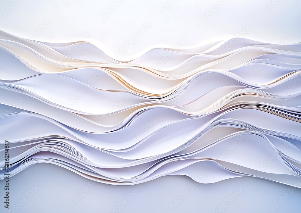Aufkleber abstract paper waves creative studio digital art soft tones close-up view flowing forms for artistic