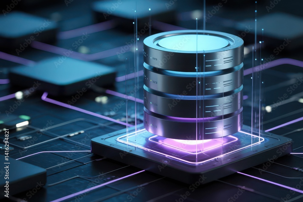 Aufkleber futuristic data server stack on circuit board