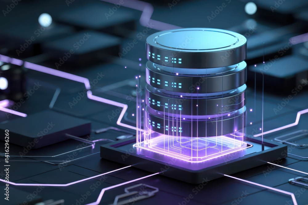 Aufkleber futuristic data server stack on circuit board