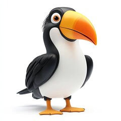 Naklejka premium Cartoon toucan, cheerful, adorable, 3D