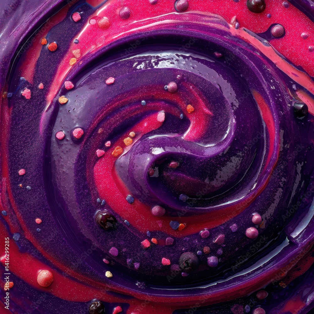 Aufkleber Abstract Vortex of Crimson and Amethyst Cream Paint: A Textural Symphony in Vivid Violet and Ruby Tones