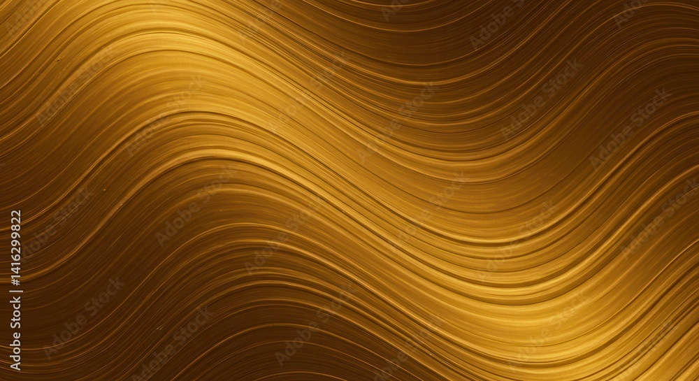 Poster Abstract flowing golden wave background with elegant fluid lines