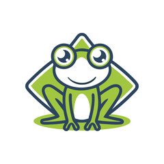 Cute Cartoon Frog Mascot – Minimalist Vector Illustration. green frog on white background