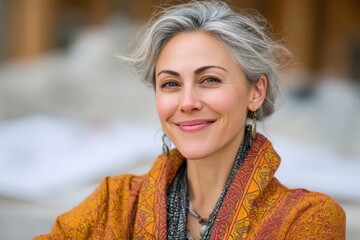 Smiling woman portrait outdoor setting lifestyle photography natural light