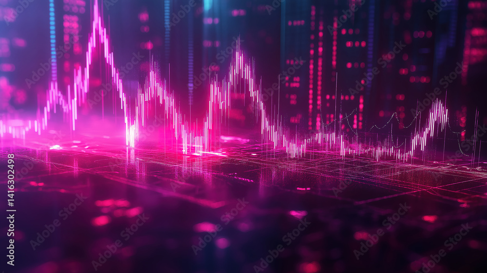 Poster stock market data and finance indicators displayed on statistic graph for detailed analysis