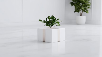 Minimalist gift box with plant