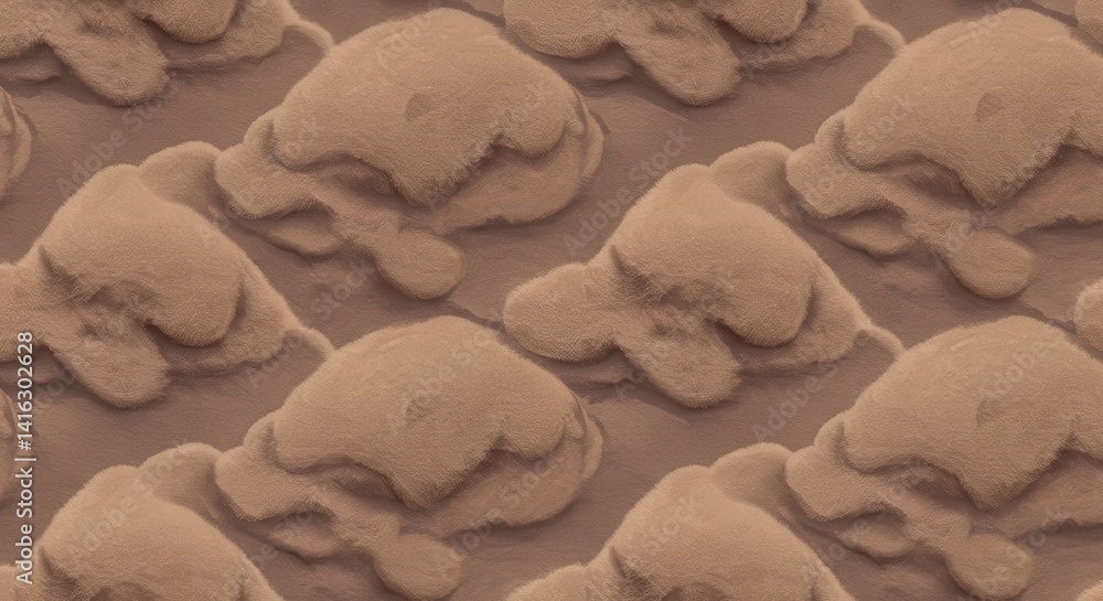 Poster Brown fluffy abstract shapes arranged in a seamless repeating pattern